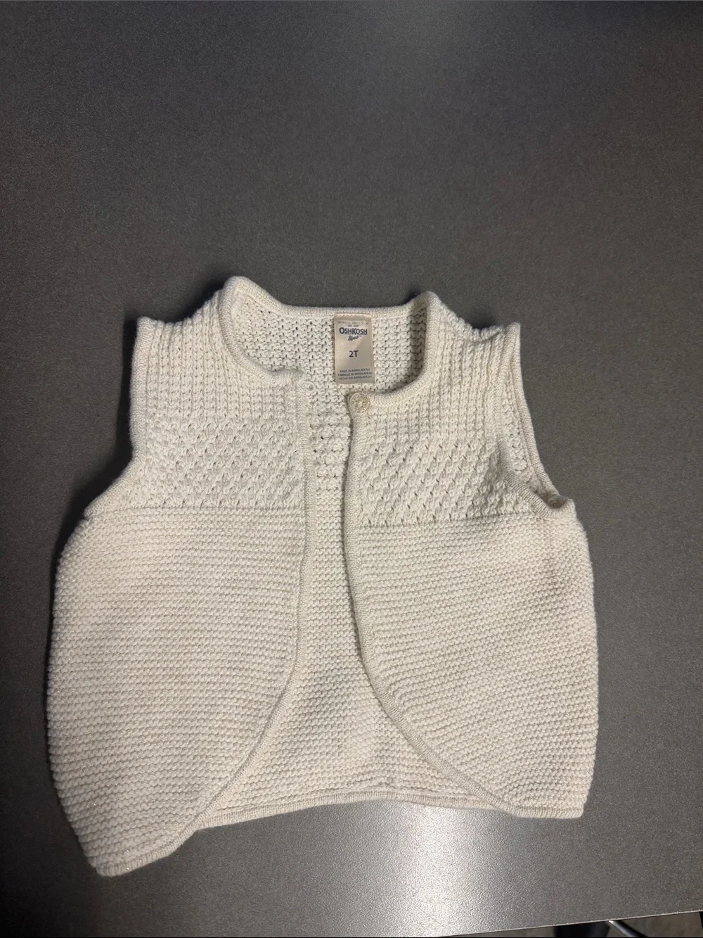 OshKosh B’gosh Toddler Girls 2T Cream Ivory Knit Sweater Vest